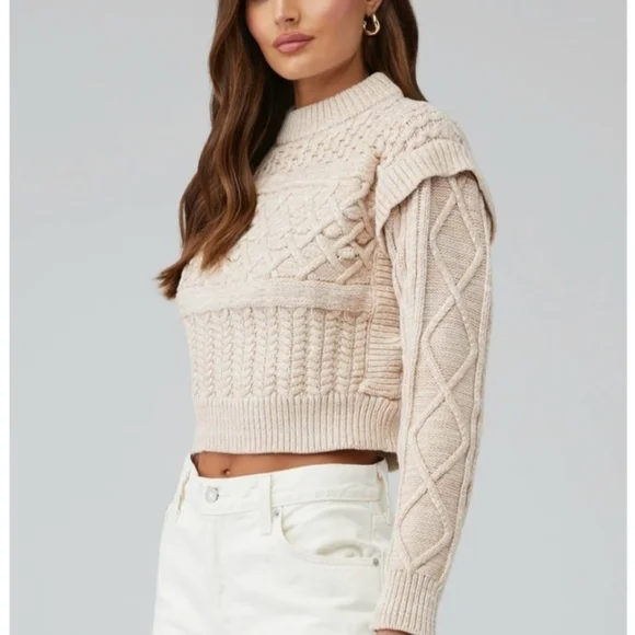 Minkpink Multi-Textured Cropped Knit Sweater Like New - XS - Picture 10 of 11